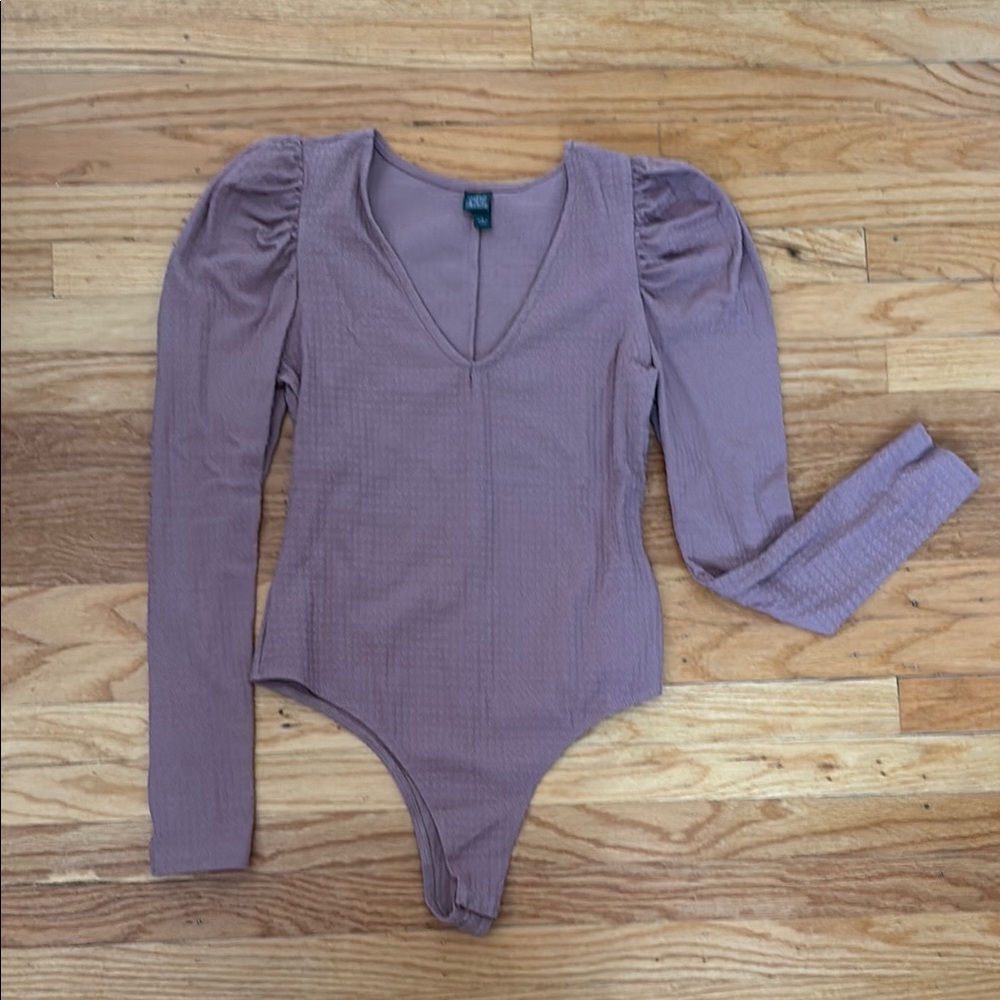Wild Fable Purple Puff Sleeve Bodysuit